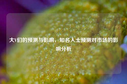 大V们的预测与影响，知名人士预测对市场的影响分析