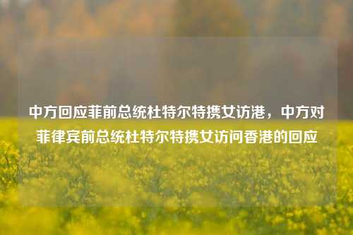 中方回应菲前总统杜特尔特携女访港，中方对菲律宾前总统杜特尔特携女访问香港的回应