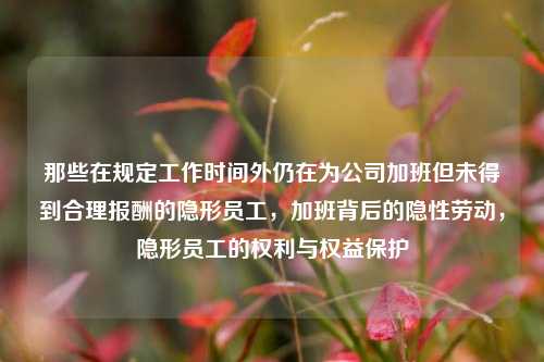 那些在规定工作时间外仍在为公司加班但未得到合理报酬的隐形员工，加班背后的隐性劳动，隐形员工的权利与权益保护