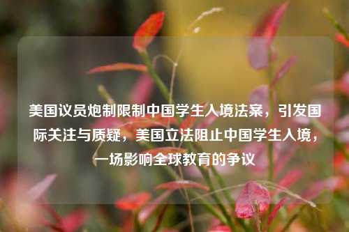美国议员炮制限制中国学生入境法案，引发国际关注与质疑，美国立法阻止中国学生入境，一场影响全球教育的争议
