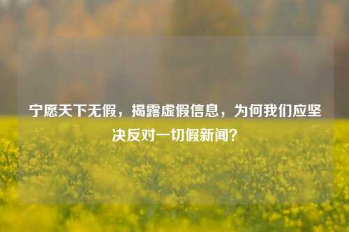 宁愿天下无假，揭露虚假信息，为何我们应坚决反对一切假新闻？