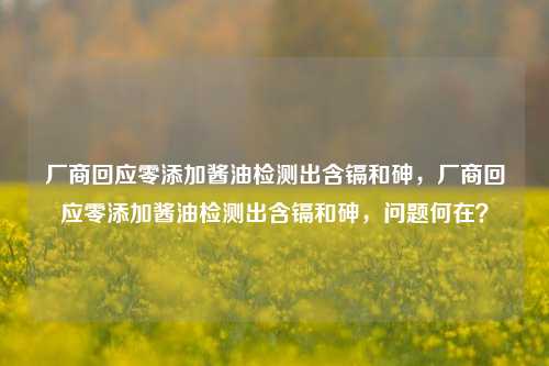 厂商回应零添加酱油检测出含镉和砷，厂商回应零添加酱油检测出含镉和砷，问题何在？
