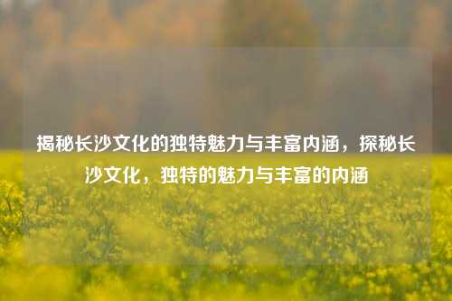 揭秘长沙文化的独特魅力与丰富内涵，探秘长沙文化，独特的魅力与丰富的内涵