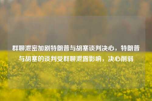 群聊泄密加剧特朗普与胡塞谈判决心，特朗普与胡塞的谈判受群聊泄露影响，决心削弱