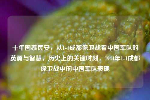 十年国泰民安，从1-1成都保卫战看中国军队的英勇与智慧，历史上的关键时刻，1944年1-1成都保卫战中的中国军队表现