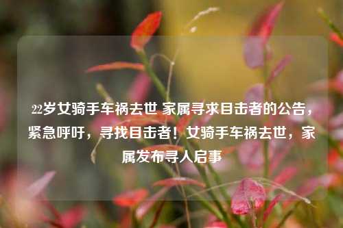 22岁女骑手车祸去世 家属寻求目击者的公告，紧急呼吁，寻找目击者！女骑手车祸去世，家属发布寻人启事