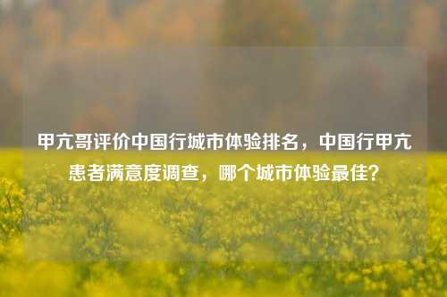 甲亢哥评价中国行城市体验排名，中国行甲亢患者满意度调查，哪个城市体验最佳？