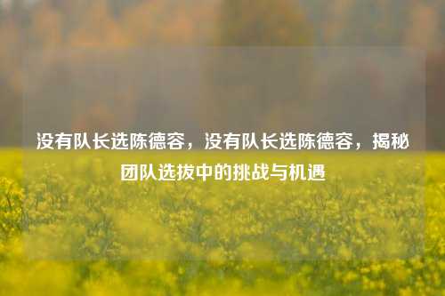 没有队长选陈德容，没有队长选陈德容，揭秘团队选拔中的挑战与机遇