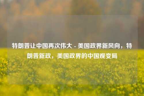 特朗普让中国再次伟大 - 美国政界新风向，特朗普新政，美国政界的中国观变局
