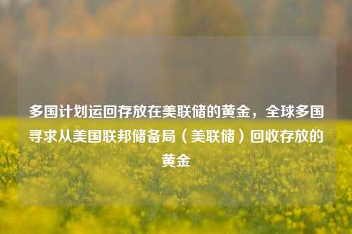 多国计划运回存放在美联储的黄金，全球多国寻求从美国联邦储备局（美联储）回收存放的黄金