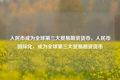 人民币成为全球第三大贸易融资货币，人民币国际化，成为全球第三大贸易融资货币
