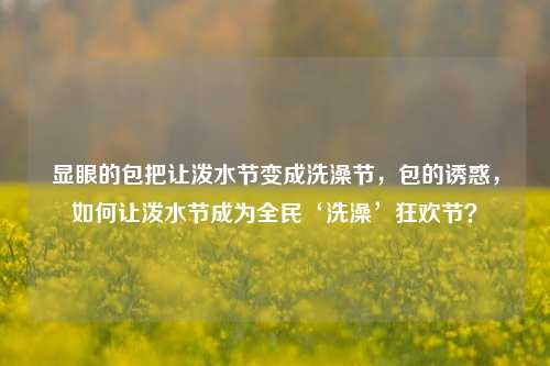 显眼的包把让泼水节变成洗澡节，包的诱惑，如何让泼水节成为全民‘洗澡’狂欢节？