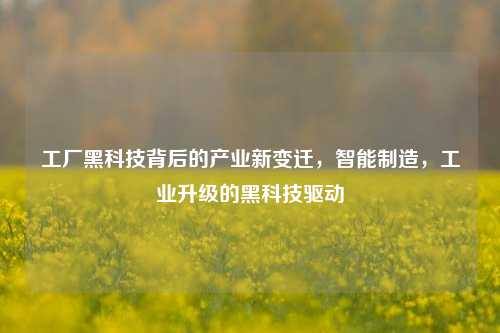 工厂黑科技背后的产业新变迁，智能制造，工业升级的黑科技驱动