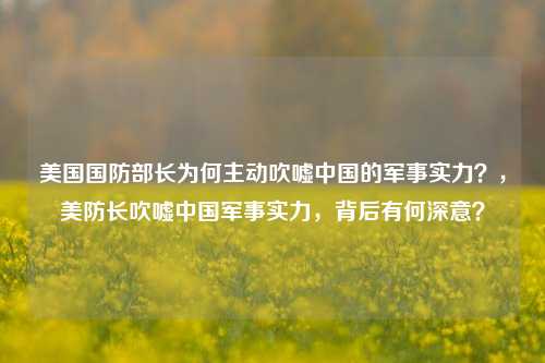 美国国防部长为何主动吹嘘中国的军事实力？，美防长吹嘘中国军事实力，背后有何深意？