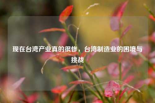 现在台湾产业真的很惨，台湾制造业的困境与挑战