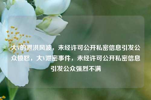 大V的泄洪风波，未经许可公开私密信息引发公众愤怒，大V泄密事件，未经许可公开私密信息引发公众强烈不满