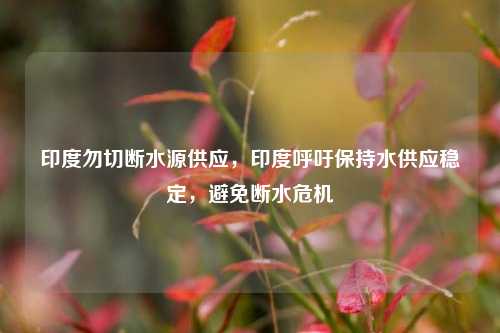 印度勿切断水源供应，印度呼吁保持水供应稳定，避免断水危机