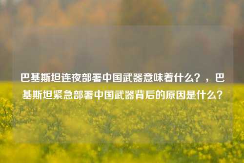 巴基斯坦连夜部署中国武器意味着什么？，巴基斯坦紧急部署中国武器背后的原因是什么？
