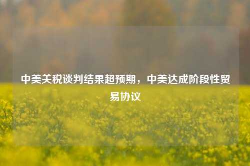 中美关税谈判结果超预期，中美达成阶段性贸易协议