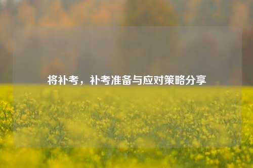 将补考，补考准备与应对策略分享