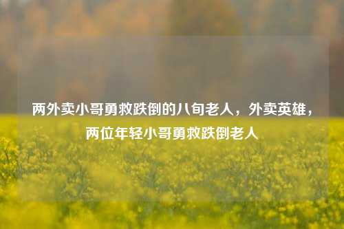 两外卖小哥勇救跌倒的八旬老人，外卖英雄，两位年轻小哥勇救跌倒老人