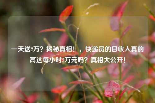 一天送2万？揭秘真相！，快递员的日收入真的高达每小时2万元吗？真相大公开！