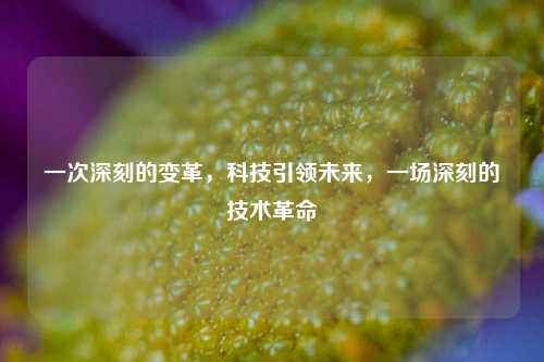 一次深刻的变革，科技引领未来，一场深刻的技术革命