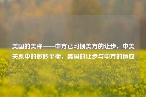 美国的美称——中方已习惯美方的让步，中美关系中的微妙平衡，美国的让步与中方的适应