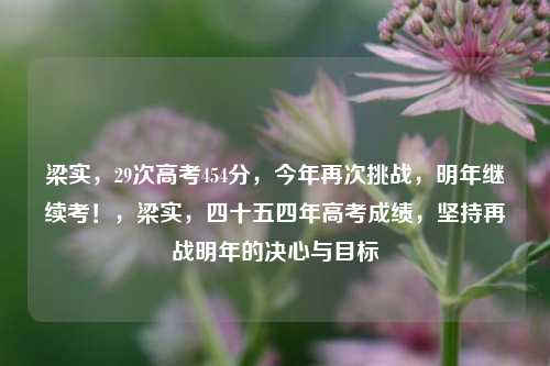 梁实，29次高考454分，今年再次挑战，明年继续考！，梁实，四十五四年高考成绩，坚持再战明年的决心与目标
