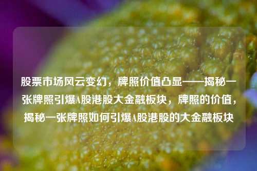 股票市场风云变幻，牌照价值凸显——揭秘一张牌照引爆A股港股大金融板块，牌照的价值，揭秘一张牌照如何引爆A股港股的大金融板块