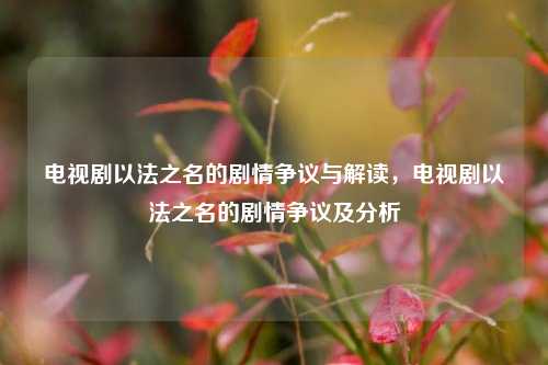 电视剧以法之名的剧情争议与解读，电视剧以法之名的剧情争议及分析