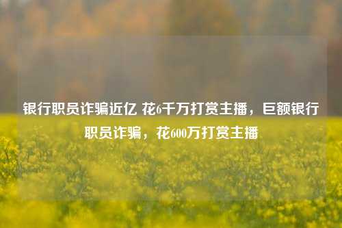 银行职员诈骗近亿 花6千万打赏主播，巨额银行职员诈骗，花600万打赏主播