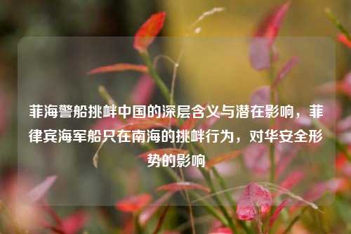 菲海警船挑衅中国的深层含义与潜在影响，菲律宾海军船只在南海的挑衅行为，对华安全形势的影响