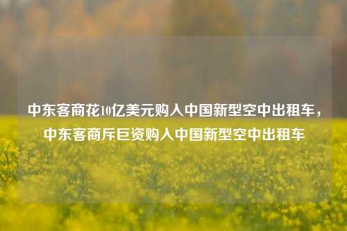 中东客商花10亿美元购入中国新型空中出租车，中东客商斥巨资购入中国新型空中出租车