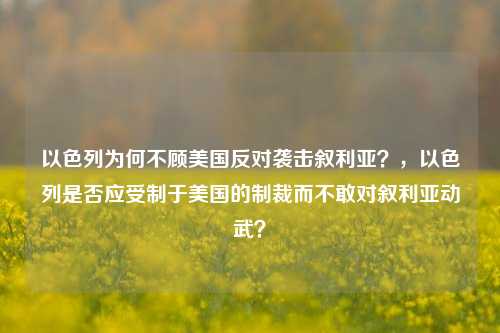 以色列为何不顾美国反对袭击叙利亚？，以色列是否应受制于美国的制裁而不敢对叙利亚动武？