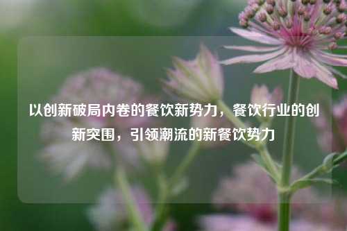 以创新破局内卷的餐饮新势力，餐饮行业的创新突围，引领潮流的新餐饮势力