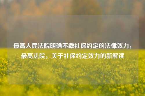 最高人民法院明确不缴社保约定的法律效力，最高法院，关于社保约定效力的新解读