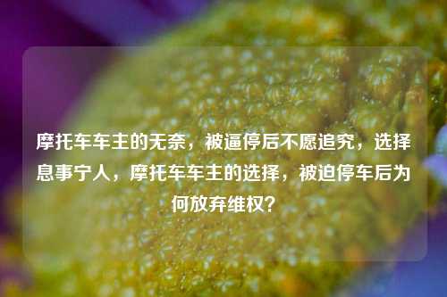摩托车车主的无奈，被逼停后不愿追究，选择息事宁人，摩托车车主的选择，被迫停车后为何放弃维权？
