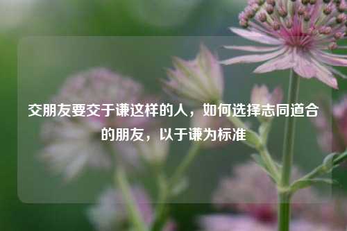 交朋友要交于谦这样的人，如何选择志同道合的朋友，以于谦为标准