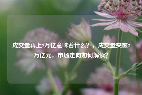 成交量再上2万亿意味着什么？，成交量突破2万亿元，市场走向如何解读？